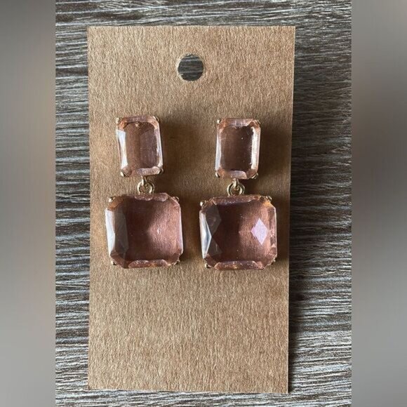 Pink Clear stone earrings A45 - Picture 2 of 5